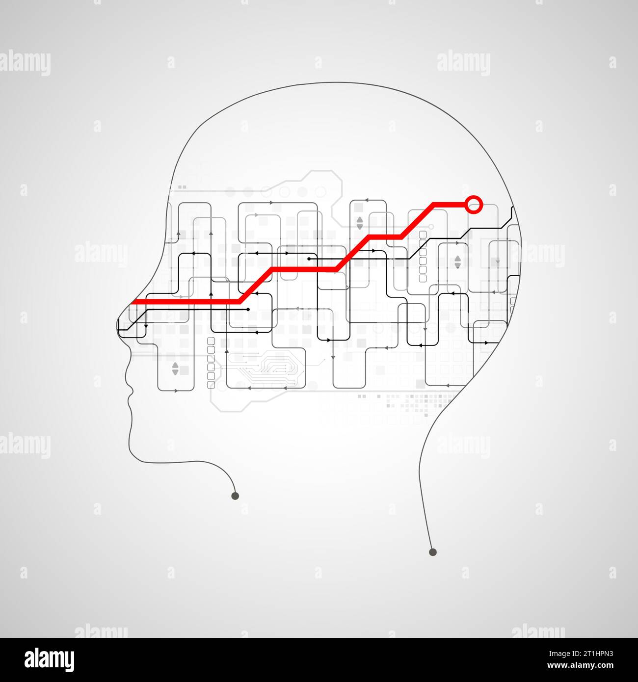 Artificial intelligence (AI) and big data concept. Machine cyber mind. Humen face with binary data flow. Technology vector background. Stock Vector