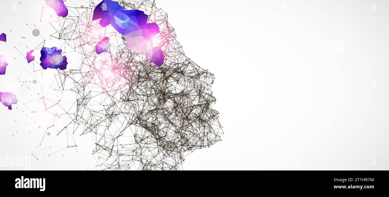 Artificial Intelligence concept.  Creative brain concept background. Vector science illustration. Stock Vector