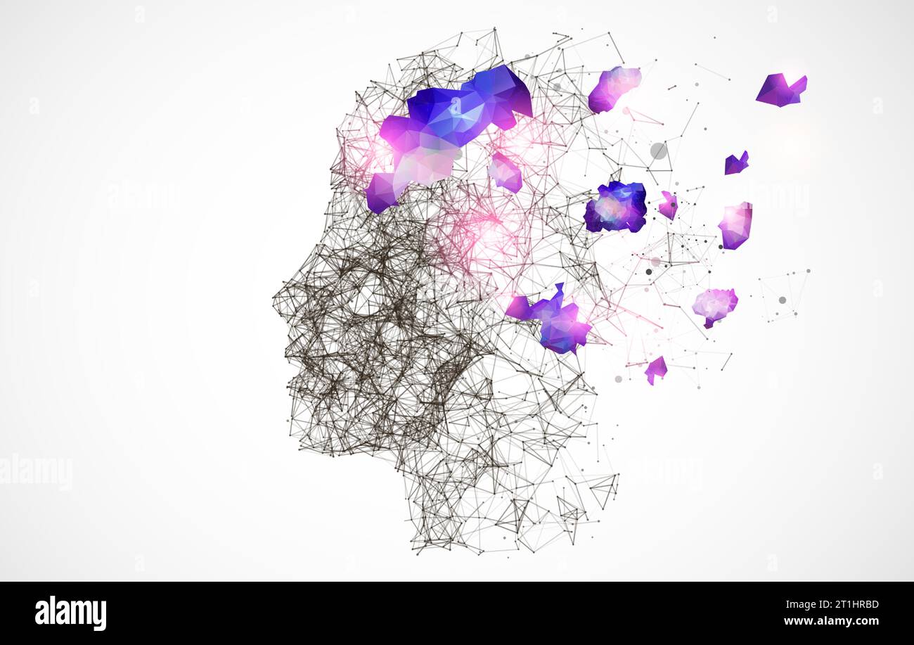 Artificial Intelligence concept.  Creative brain concept background. Vector science illustration. Stock Vector