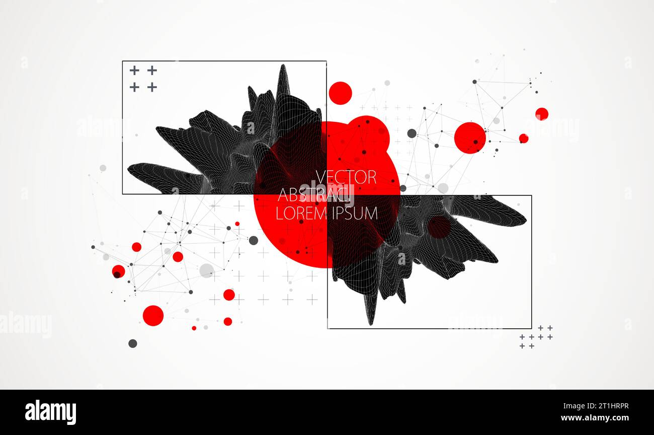 Abstract half sphere background with plexus effect. 3D surface. Stock Vector