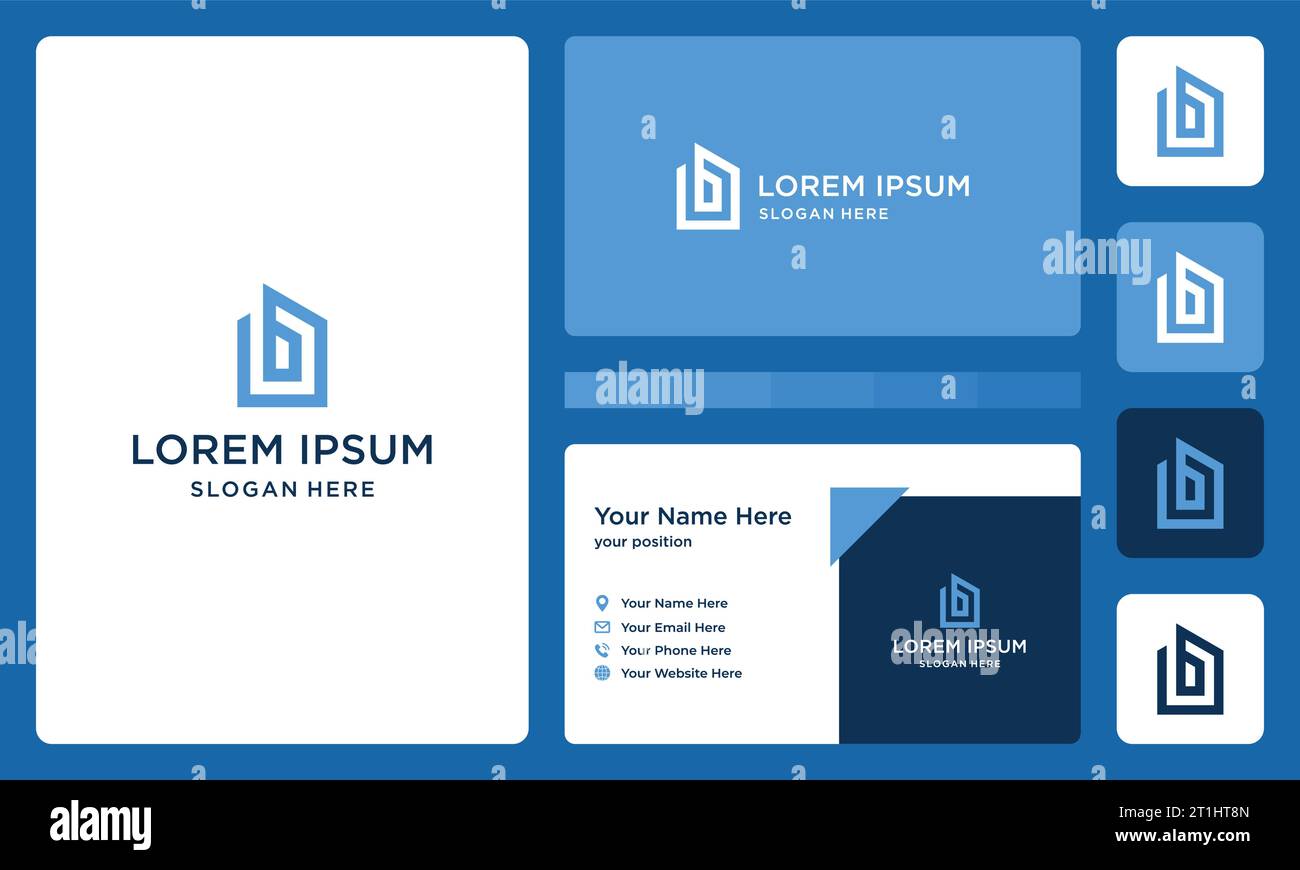 letter b and building logo. Premium Vector. business card Stock Vector ...