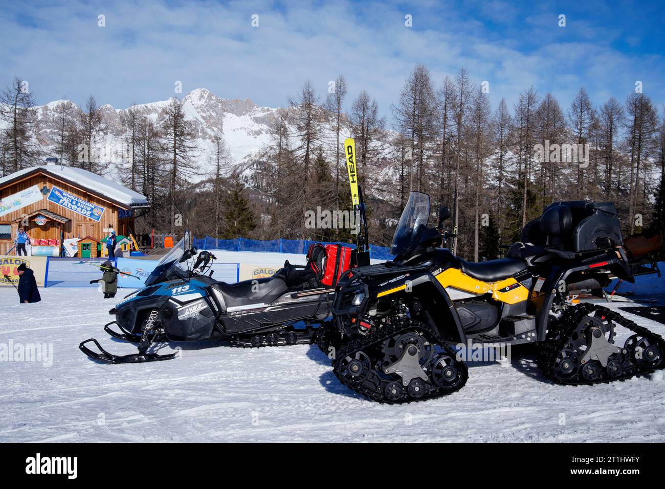 Ski, rescue service, Falcade-Molino, Dolomites, Belluno province, Veneto region, Italy Stock Photo