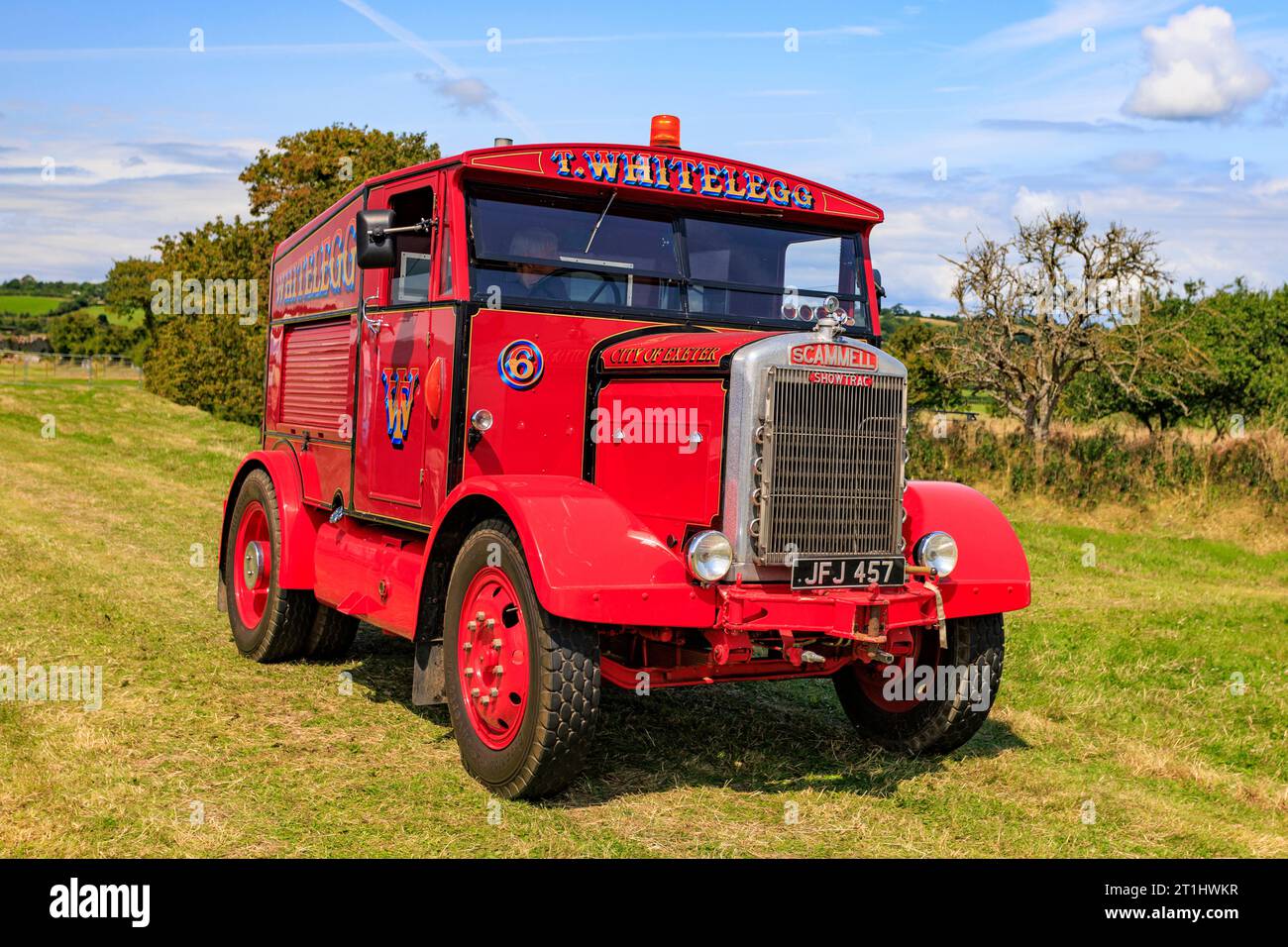 'City of Exeter' a 1948 Scammell Showmans Tractor at the 2023 Low Ham Steam Rally, Somerset, England, UK Stock Photo