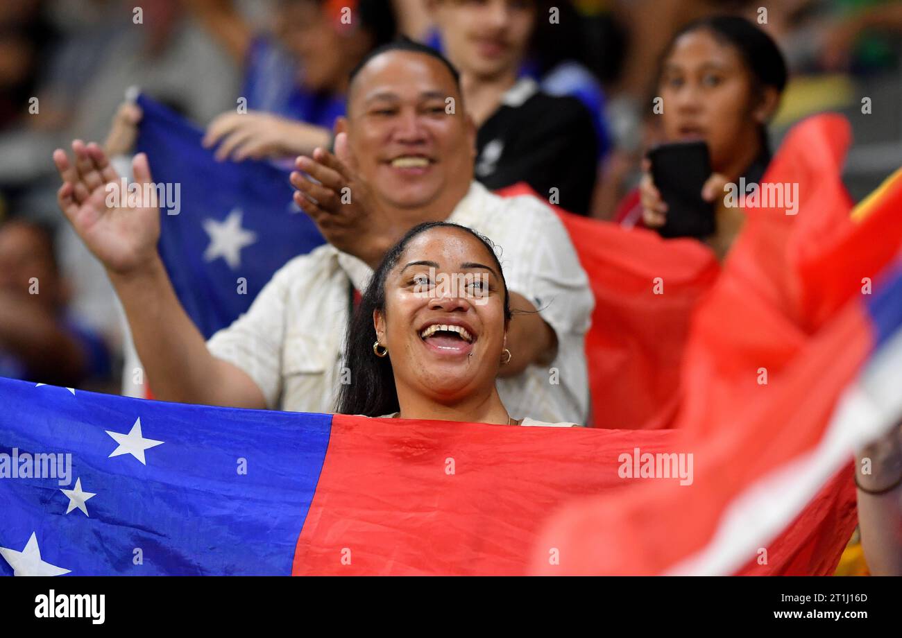 Townsville, Australia. 14th Oct, 2023. Samoan fans are seen during the