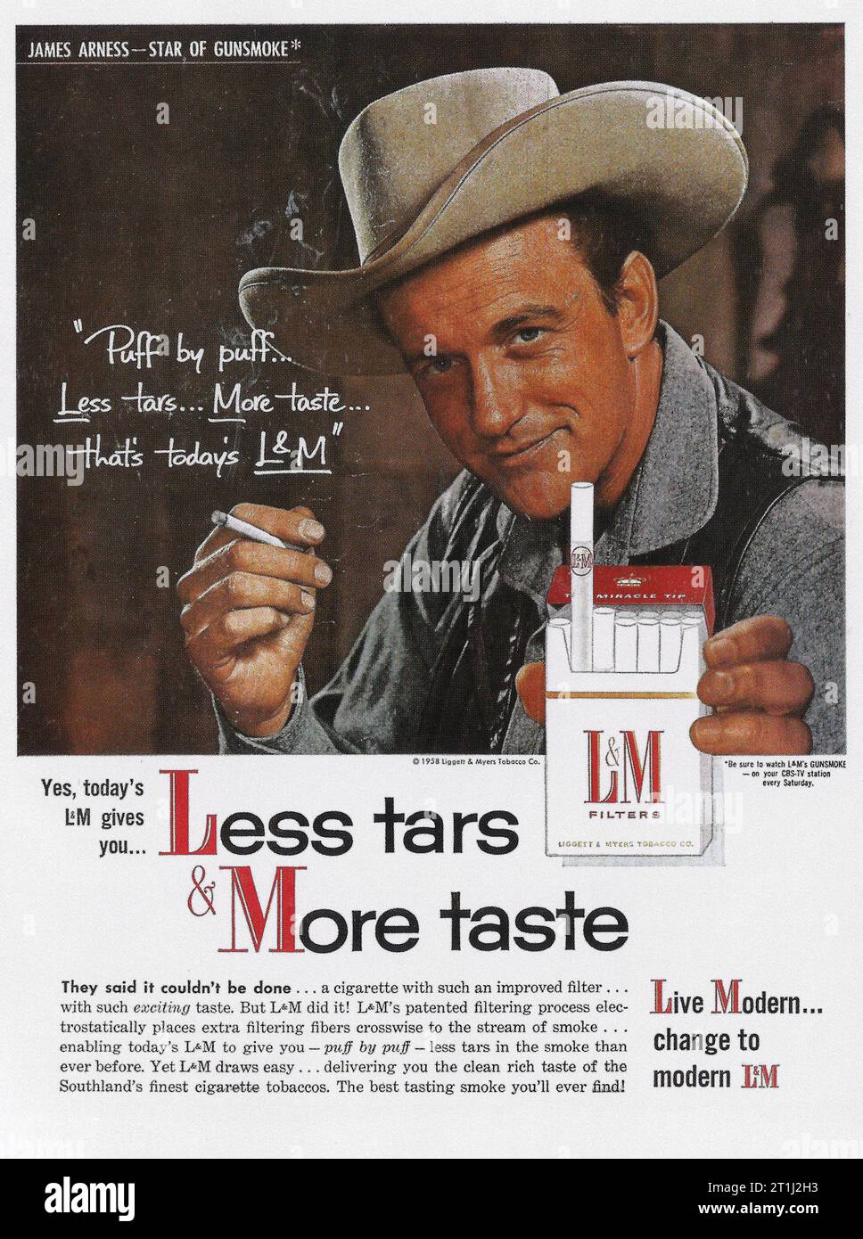 1958 L&M Cigarettes advert with James Arness Stock Photo