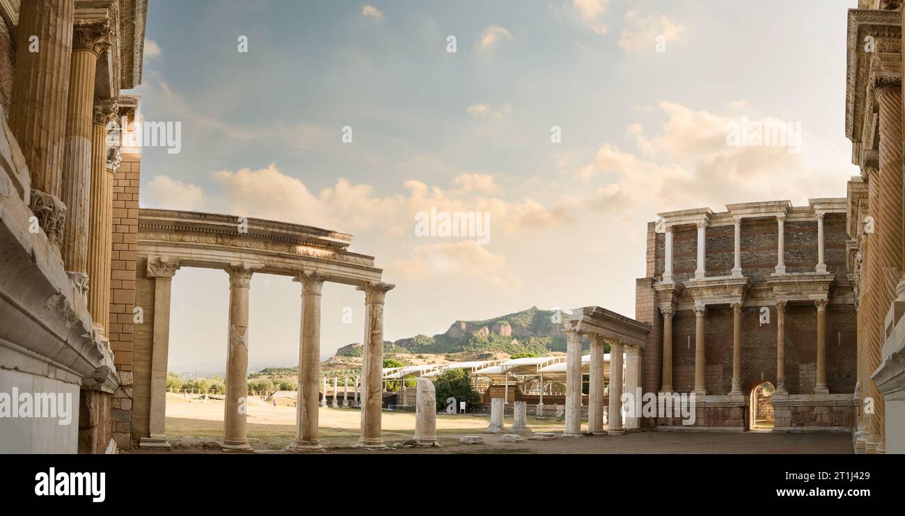 Sunset time in the ancient city of Sardes or Sardeis. The city of Sard