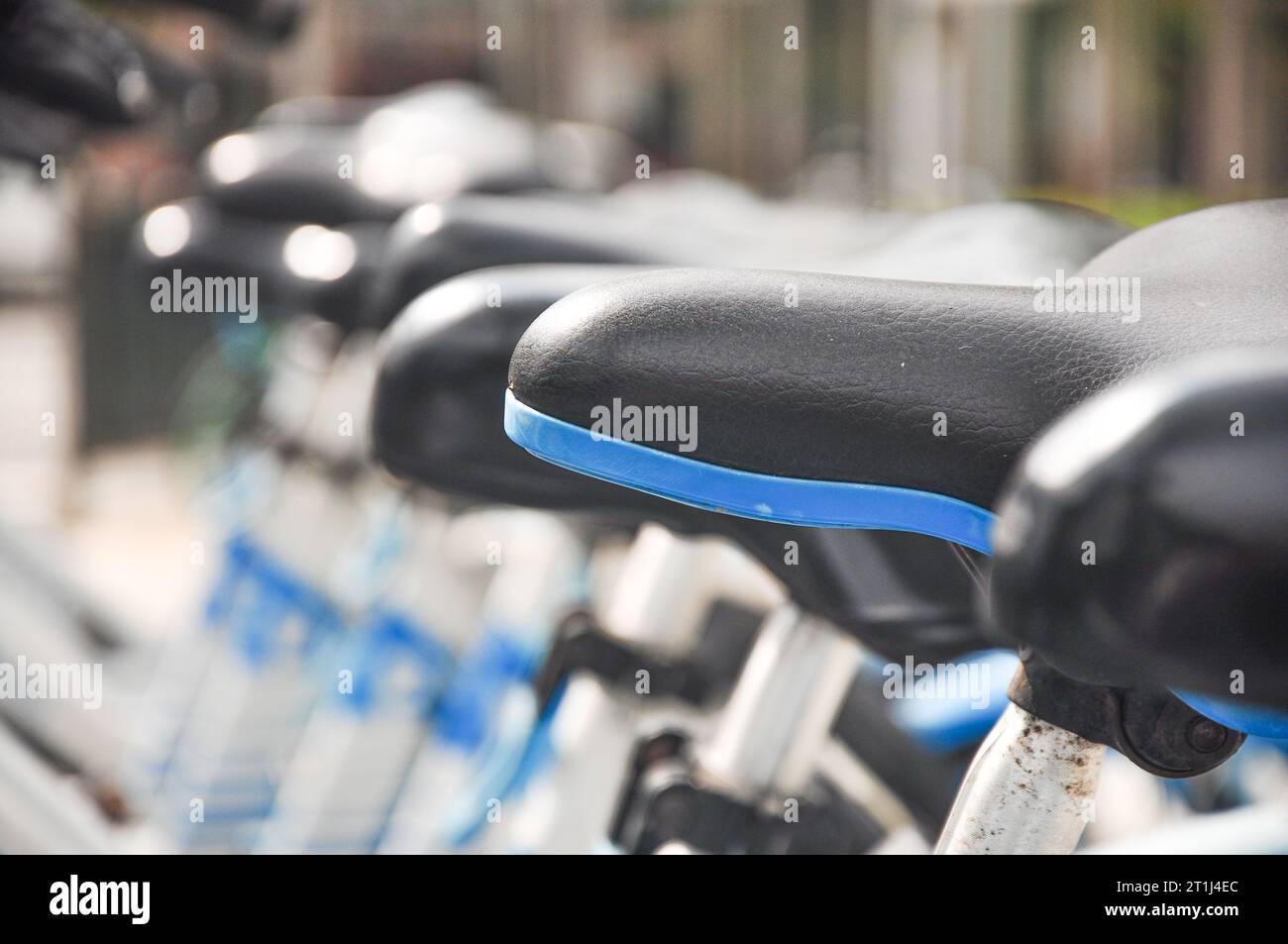 Closeup of the shared bike’s seat.China's bike sharing boom in charts