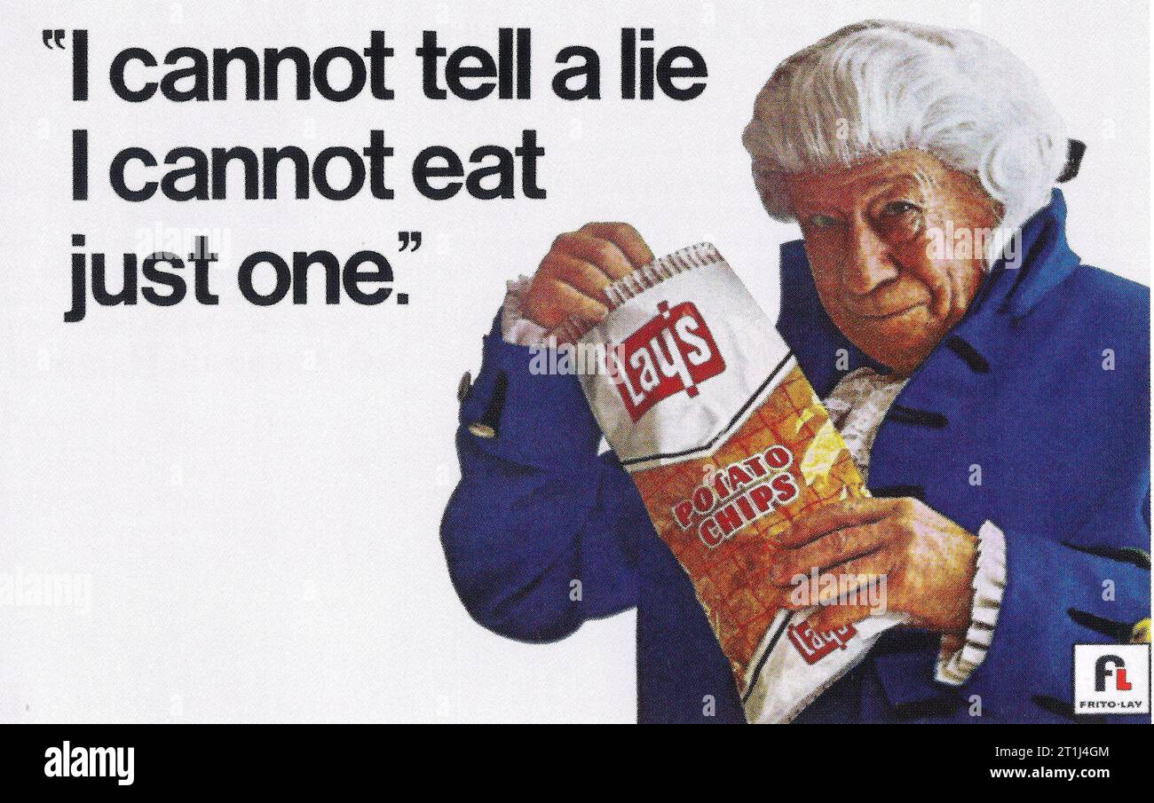 1967 LAYS chips ad with Bert Lahr. "I cannot tell a lie I cannot eat ...