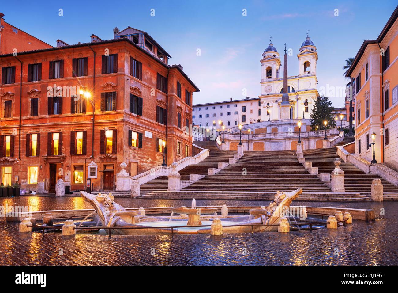 The Spanish Steps in Rome, Italy in the early morning. Stock Photo