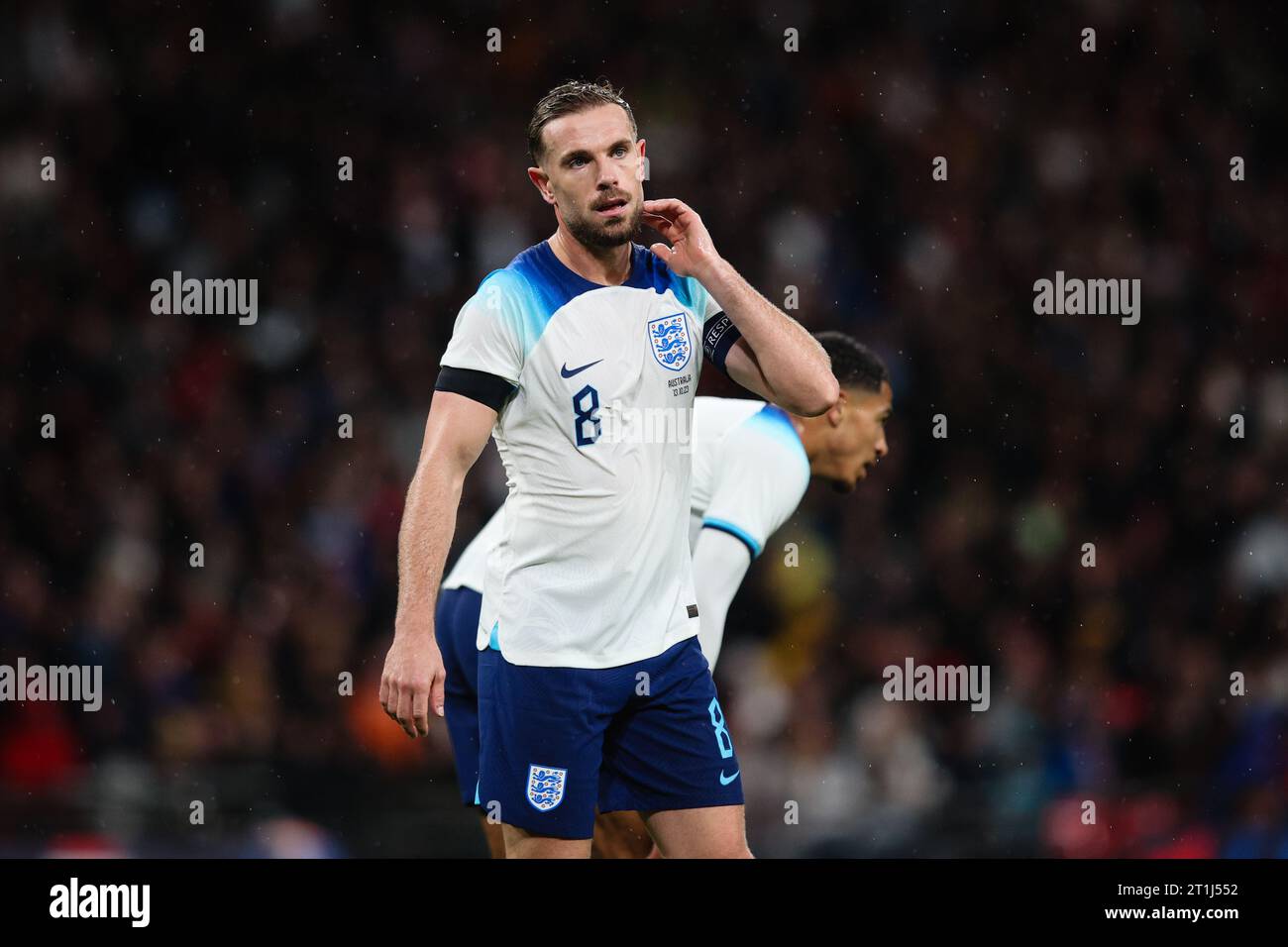 LONDON, UK - 13th Oct 2023:  Jordan Henderson of England looks on during the international friendly match between England and Australia at Wembley Sta Stock Photo