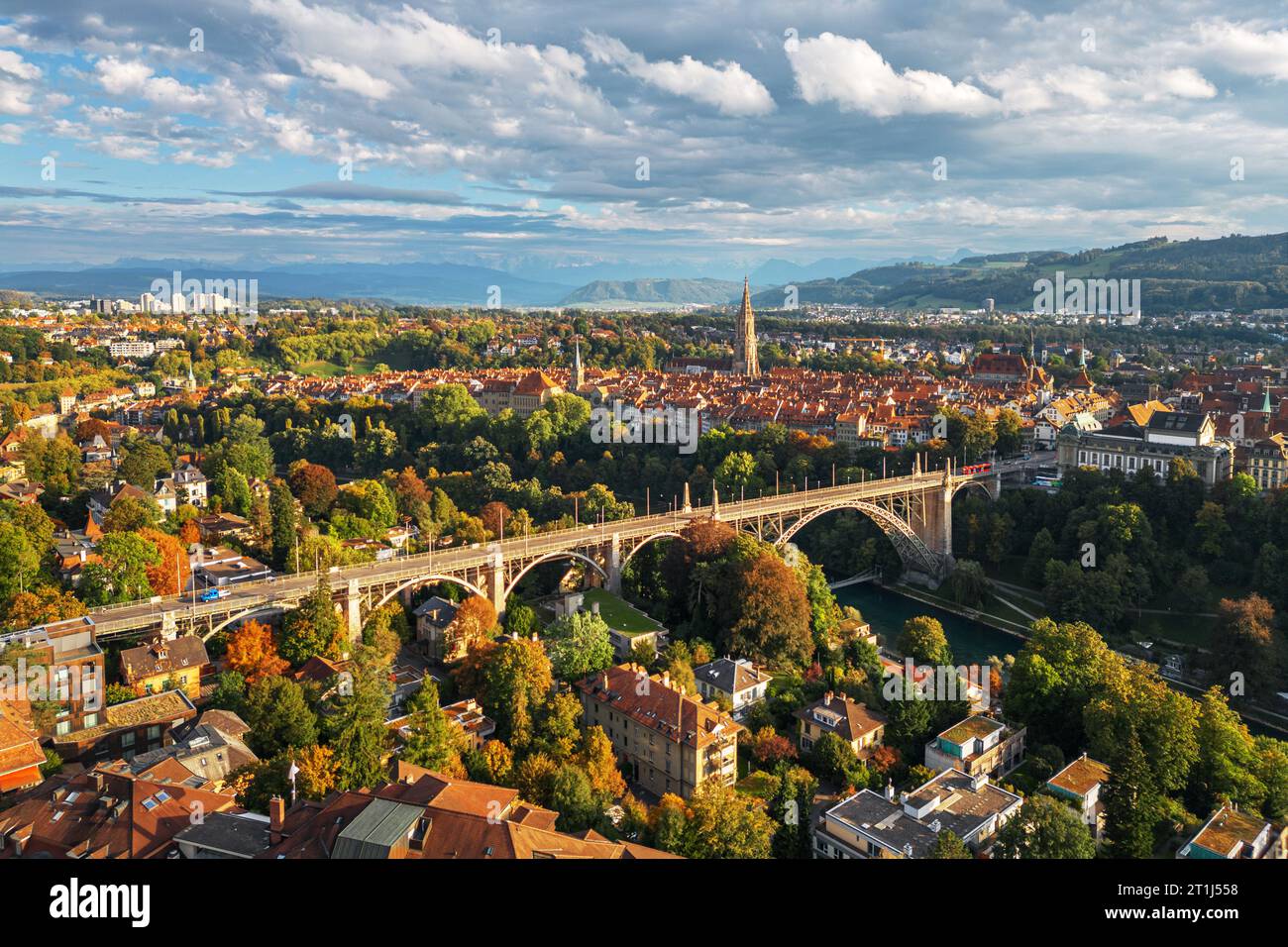 Bern, Switzerland old city view with early autumn foliage. Stock Photo