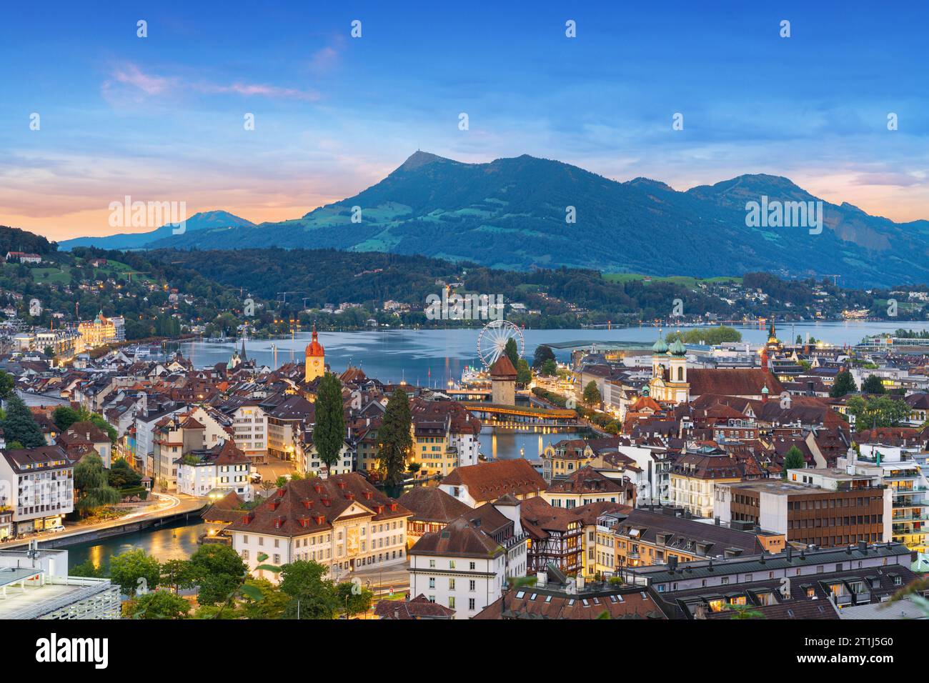 Lucern, Switzerland aerial view over the Ruess River Stock Photo - Alamy