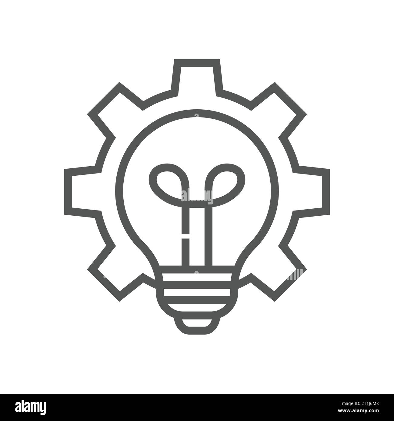 Innovation concept light bulb and cog vector icon isolated on white. EPS 10 Stock Vector