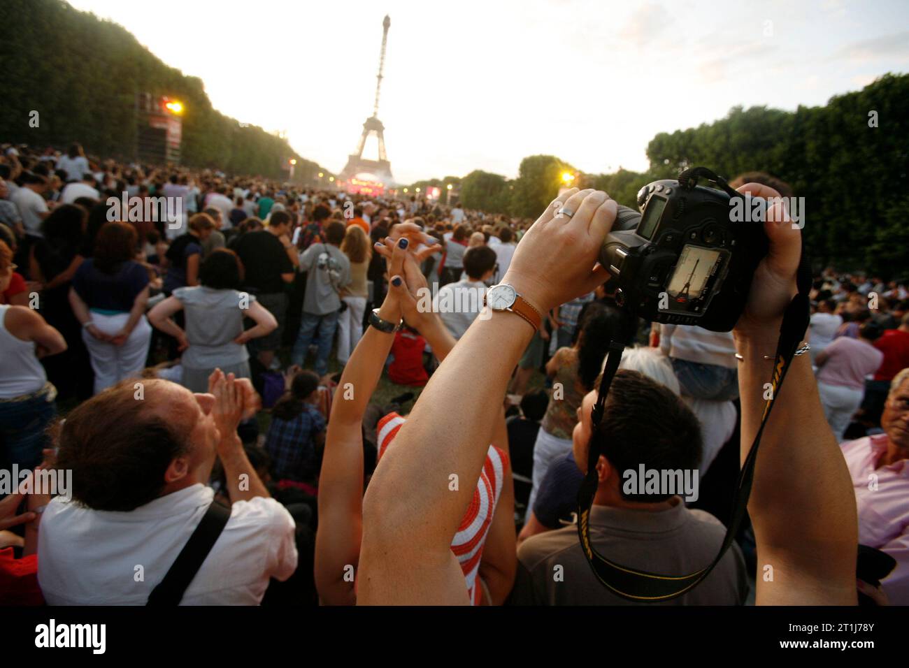 FIREWORKS, ETC Eiffel Tower 120th birthday, July 14, Bastille Day, a national holiday Stock Photo