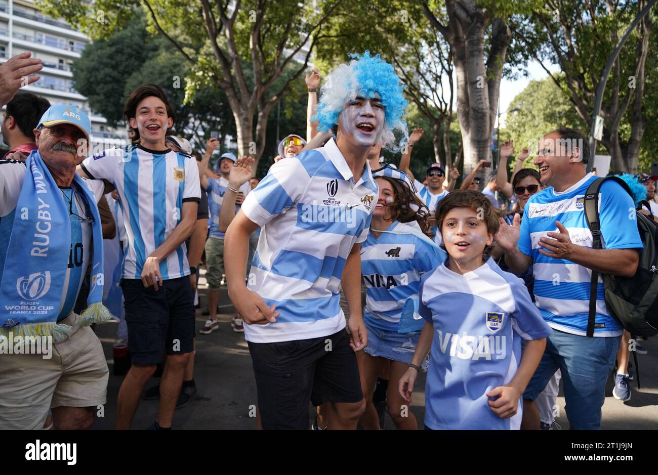 Argentinian fans outside the stadium ahead of the Rugby World Cup 2023 ...