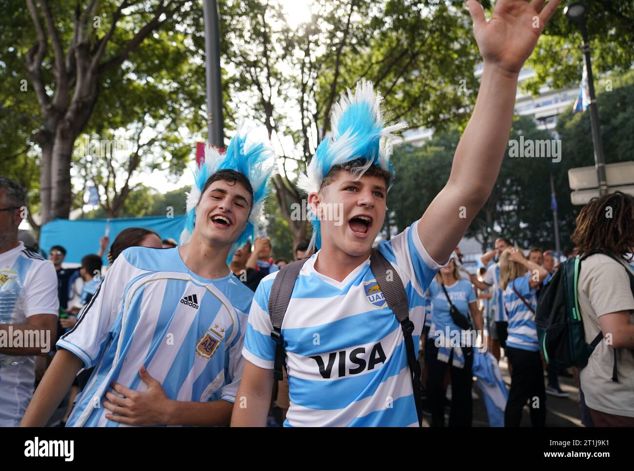 Argentinian fans outside the stadium ahead of the Rugby World Cup 2023 ...