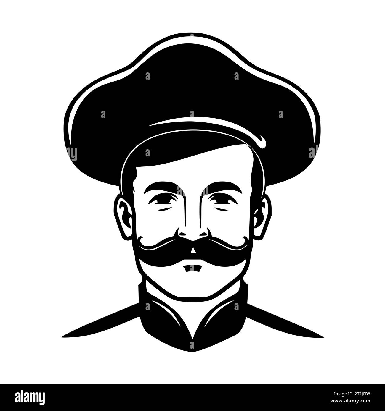 master chef with mustache head mascot logo illustration Stock Vector ...