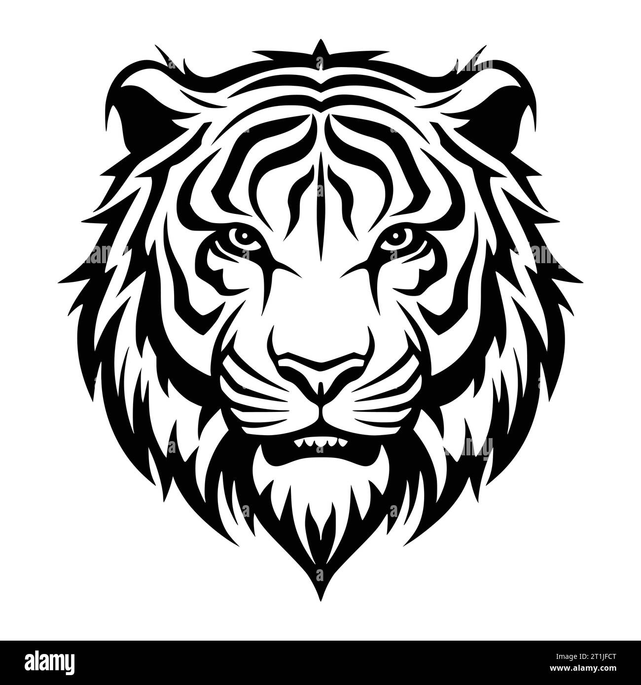 tiger angry wild animal head illustration for logo or symbol Stock Vector