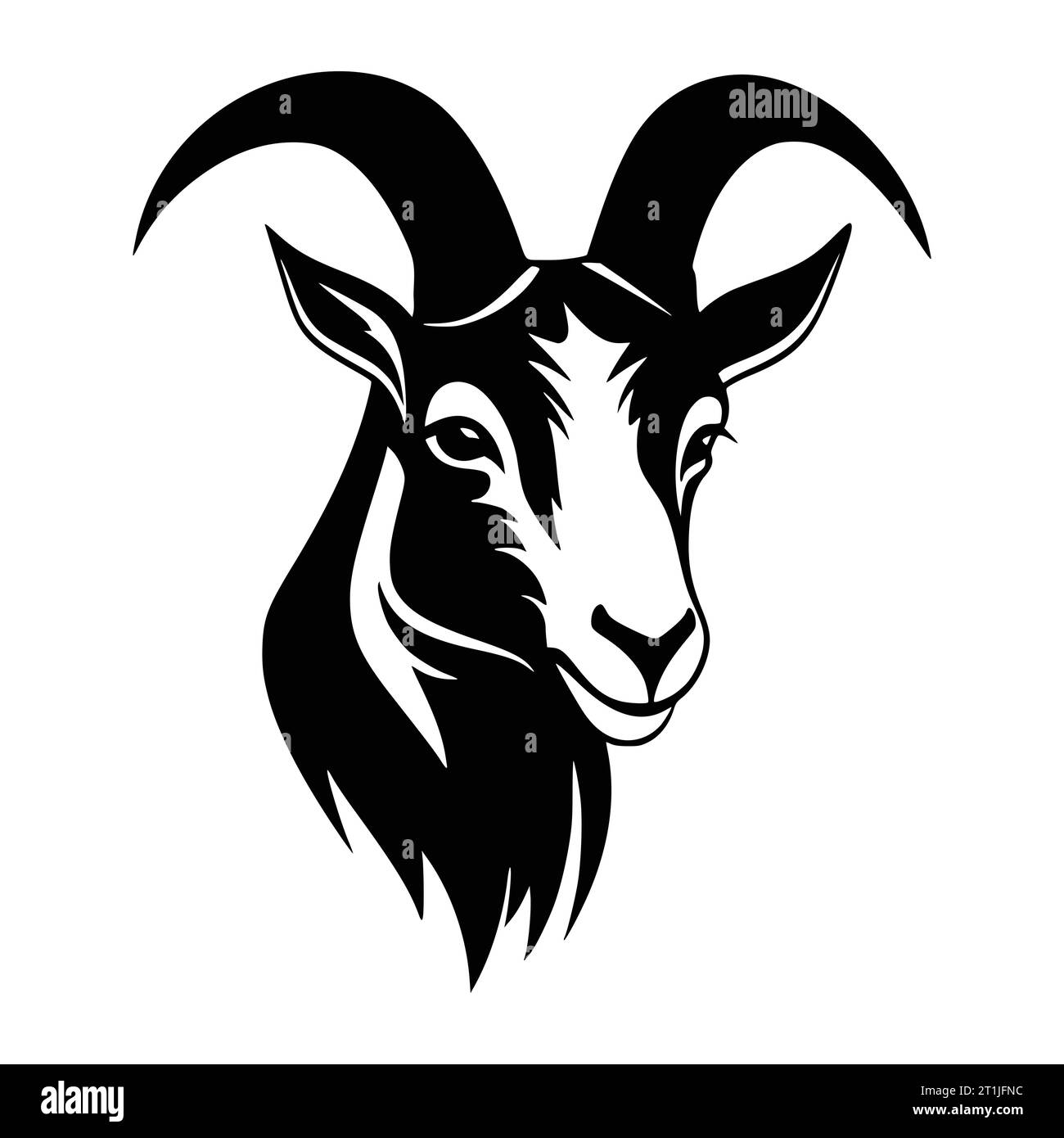 goat zodiac mammal wild animal head illustration for logo or symbol Stock Vector
