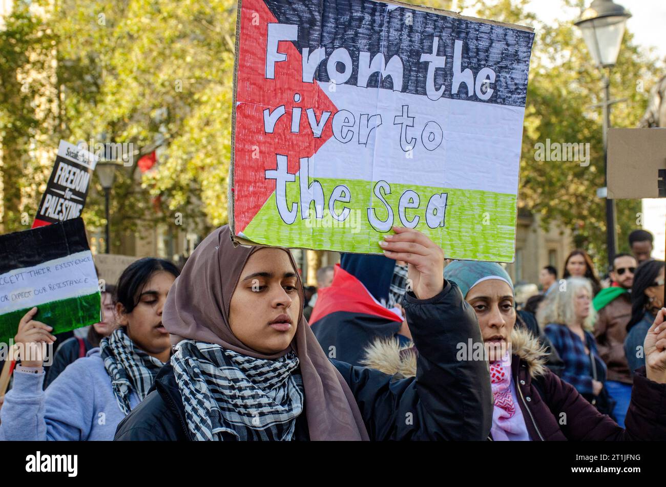 London, UK. 14th Oct, 2023. Pro Palestine march through London. Credit