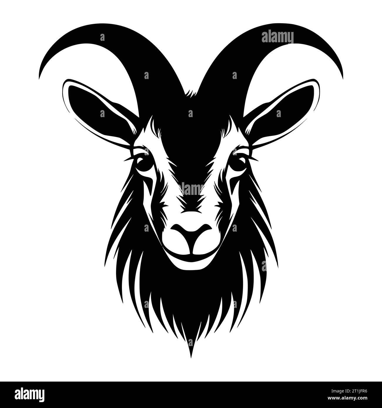 goat mammal wild animal head illustration for logo or symbol Stock Vector