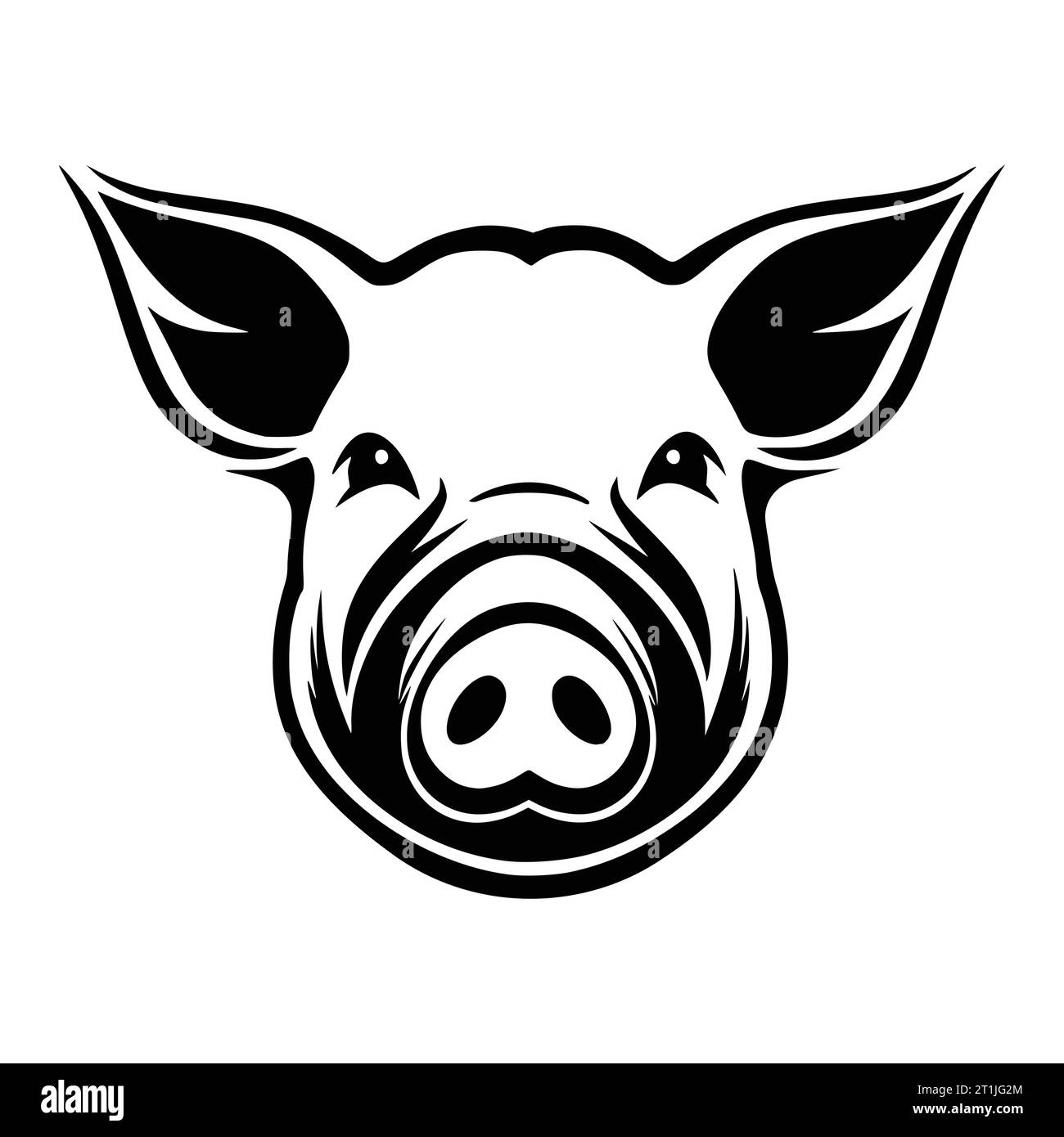 pig mammal wild animal head illustration for logo or symbol Stock Vector
