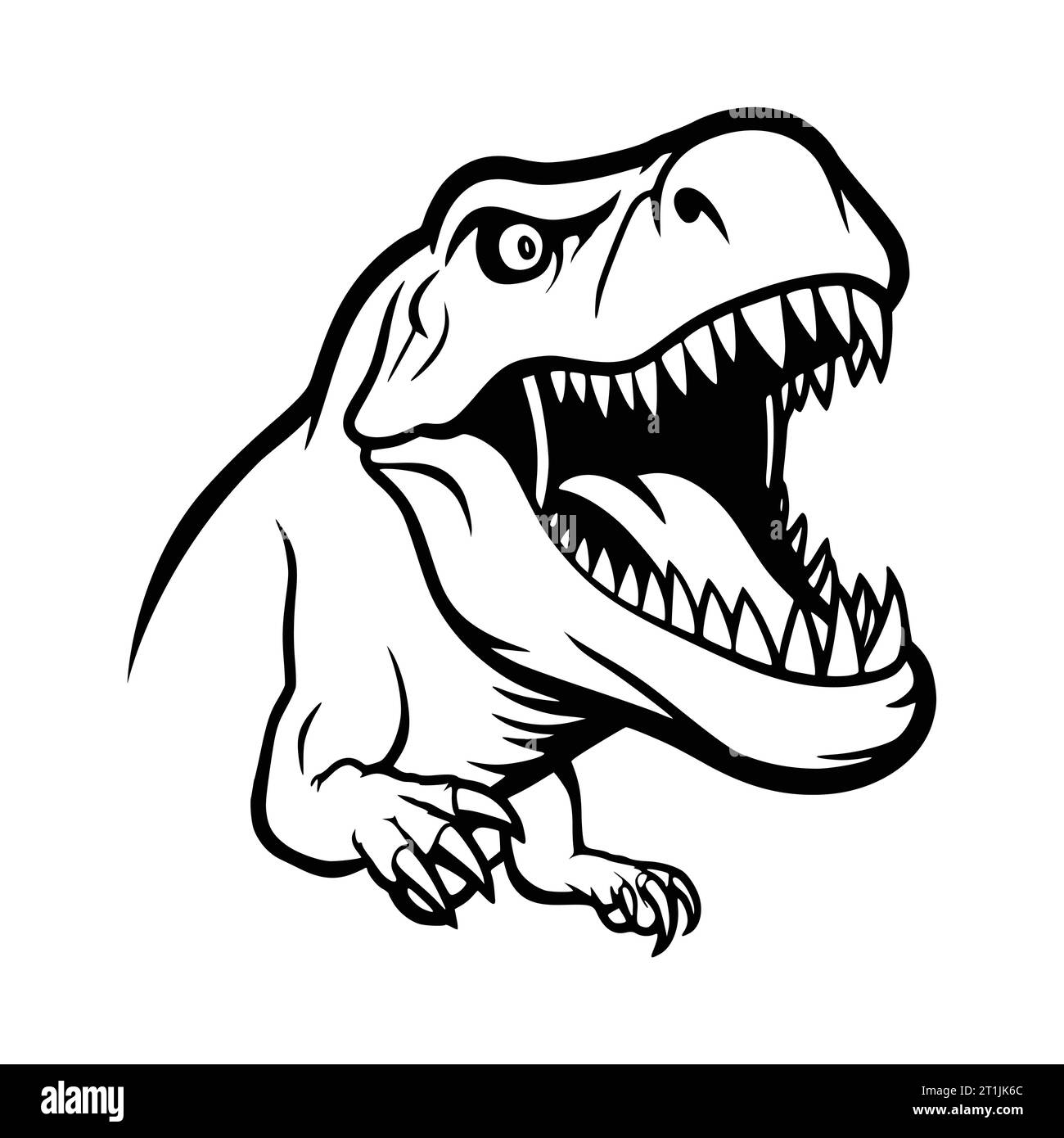 tyrannosaurus dinosaur reptilian wild animal head illustration for logo or symbol Stock Vector