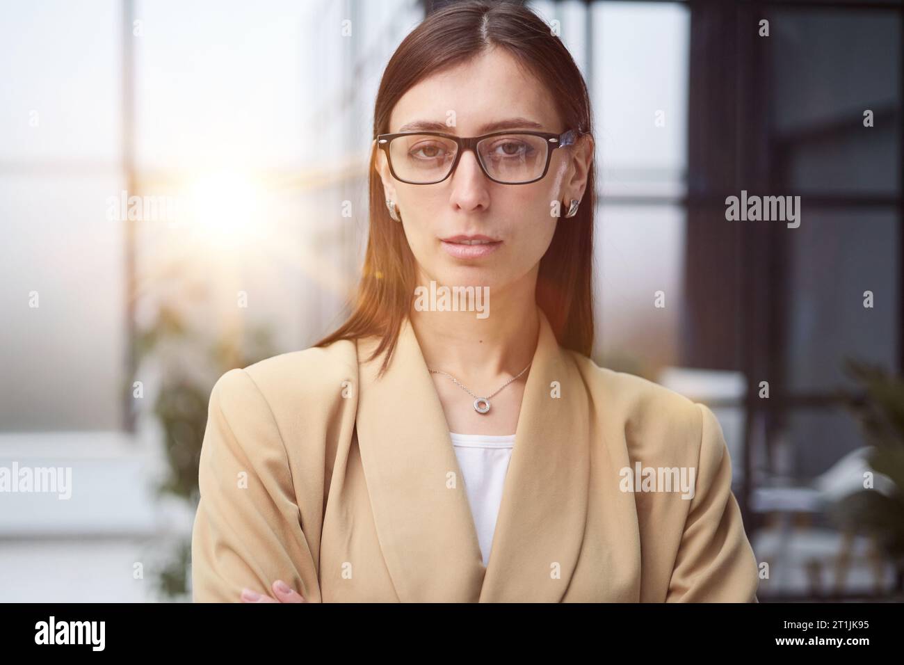 Portrait of a young beautiful business woman in the office Stock Photo ...