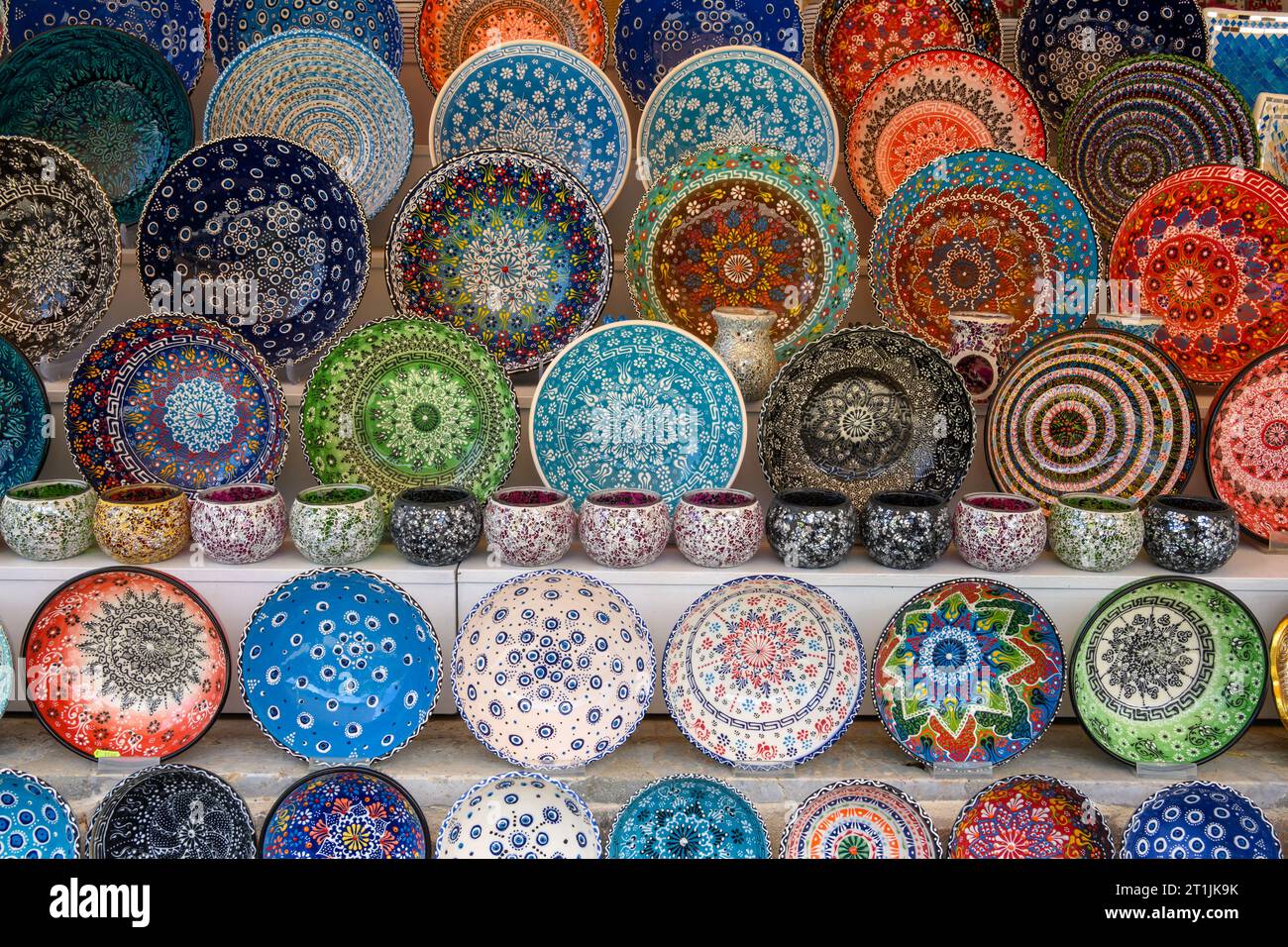 Kos, Greece - May 9, 2023: The art of pottery and ceramic traditional products of Greece on street in Zia village on Kos island Stock Photo