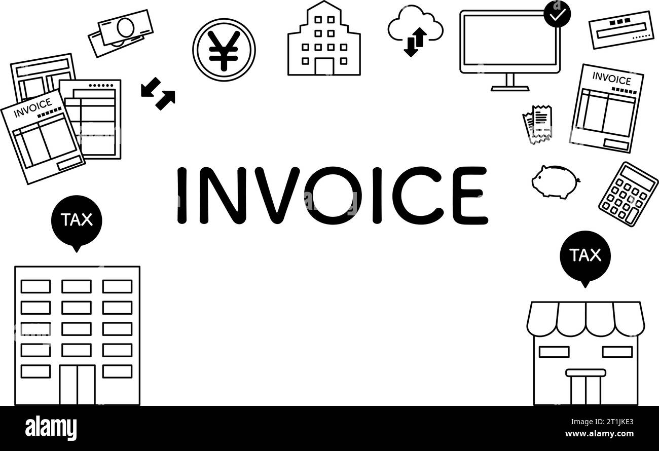 Image icon frame of the invoice system and text of the invoice, Vector Illustration Stock Vector