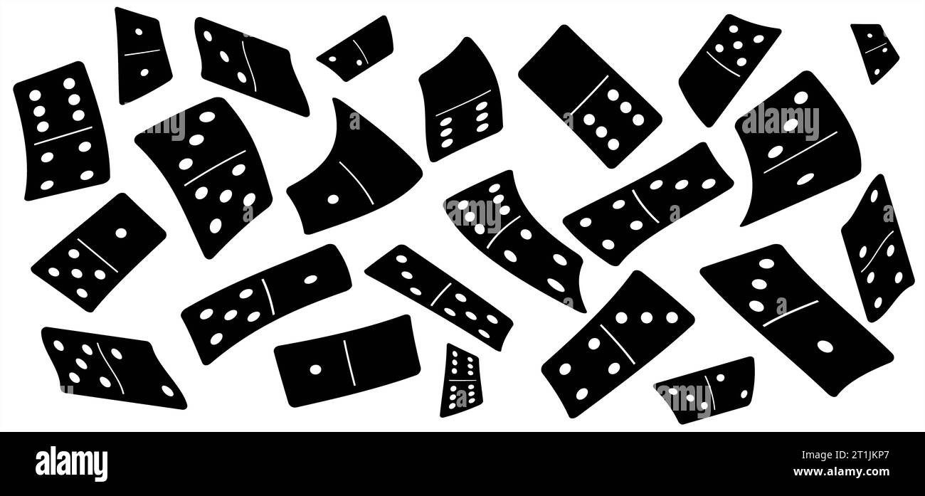 Cartoon falling domino tiles. Classic dominoes, domino's pictogram