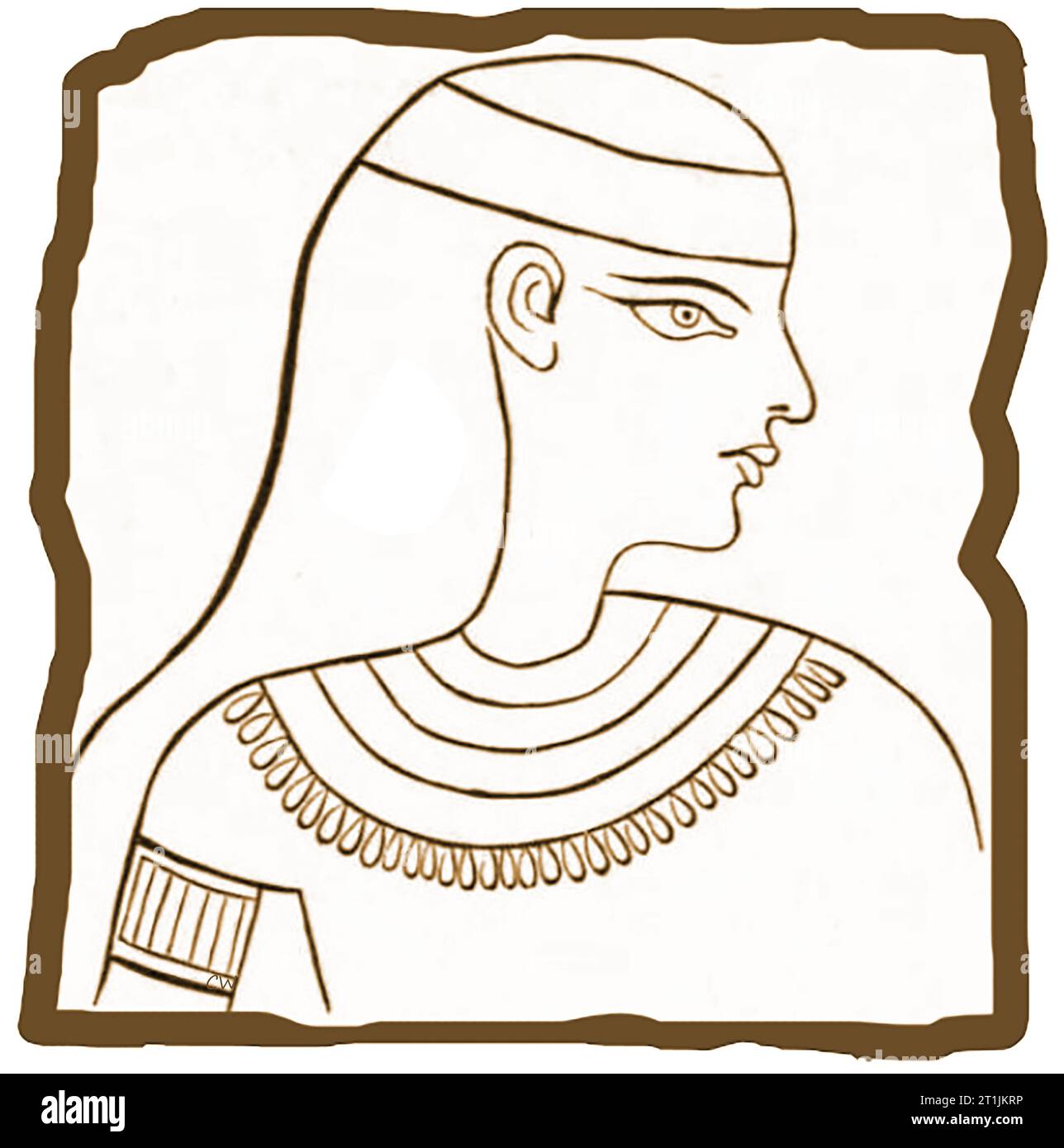 Ancient Egypt - A 19th century engraving featuring A 19th century illustration of the mother of AMUNOPH II.  from an Egyptian engraving (at Thebes?) - مصر القديمة - نقش من القرن التاسع عشر يظهر رسم توضيحي من القرن التاسع عشر لوالدة أمونوف الثاني. من نقش مصري (في طيبة؟) - Stock Photo