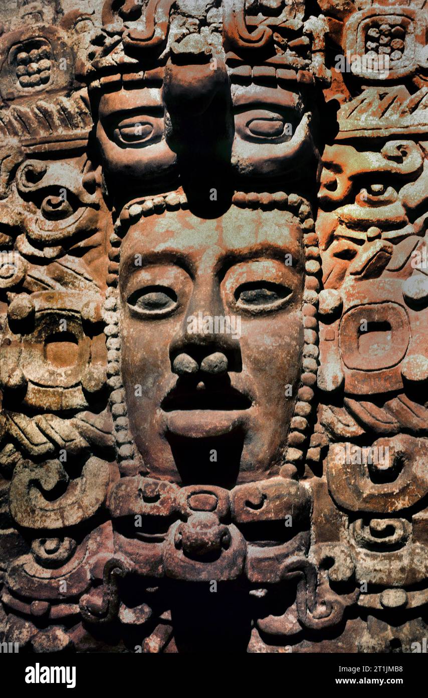 Detail of a Mayan plaster frieze from Early Classic period ...