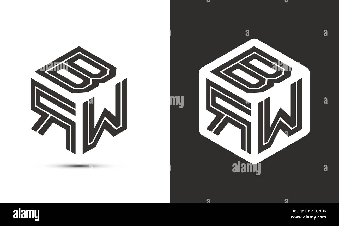 BRW letter logo design with illustrator cube logo, vector logo modern alphabet font overlap style. Stock Vector
