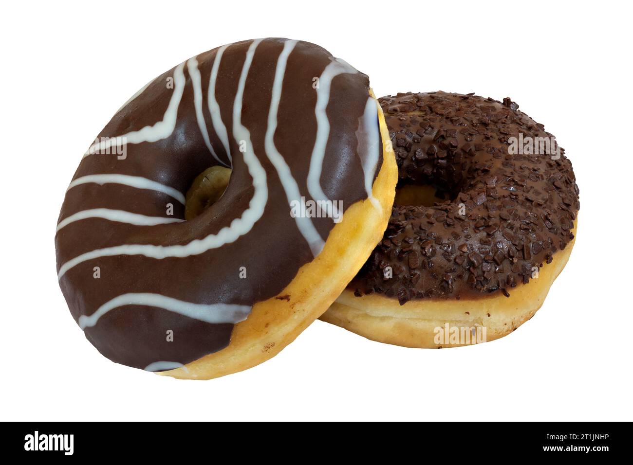 two chocolate Donuts isolated on white background Stock Photo - Alamy