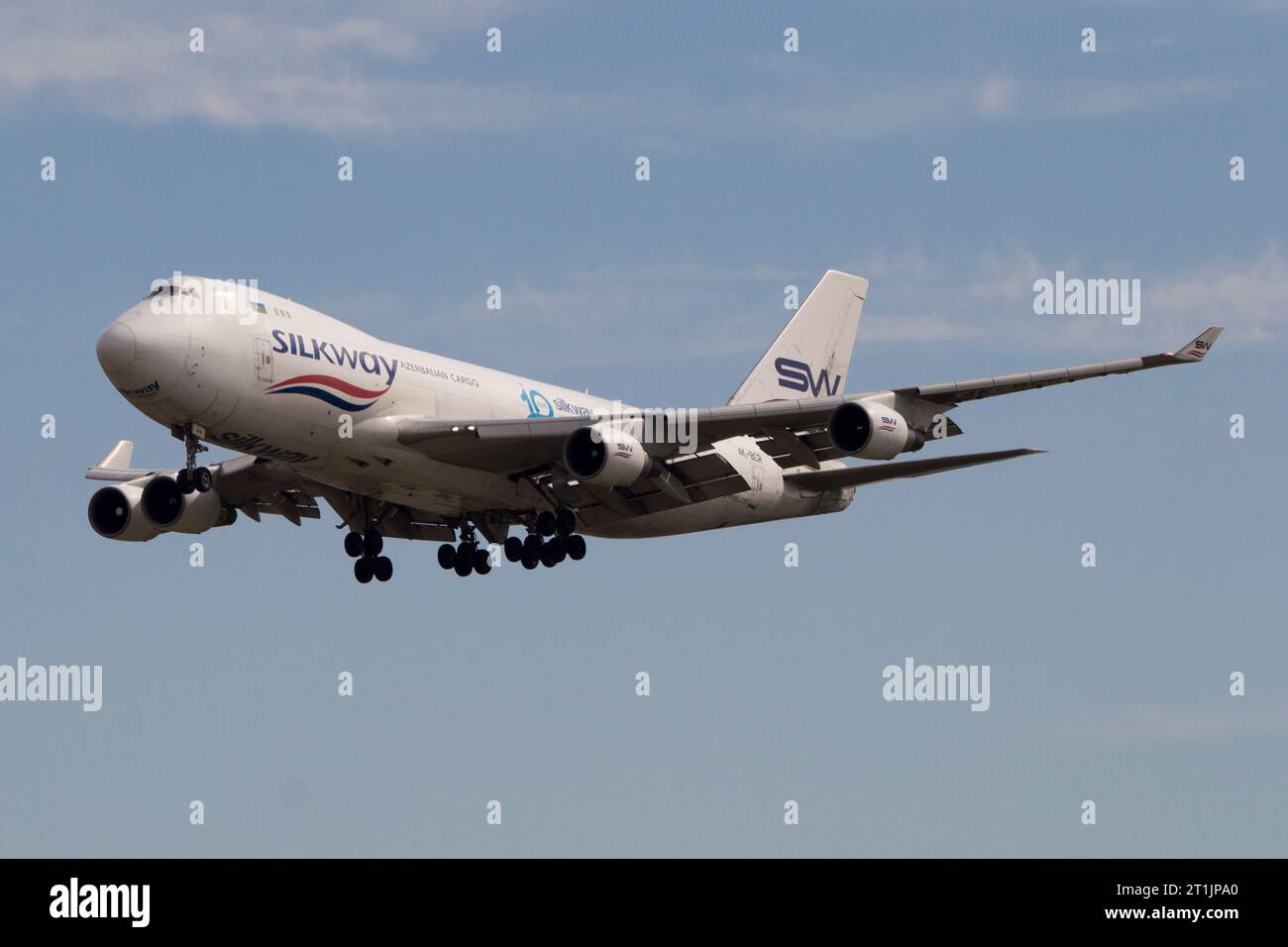 Avión de carga de la aerolínea Silk Way West Airlines Boeing 747 Stock Photo