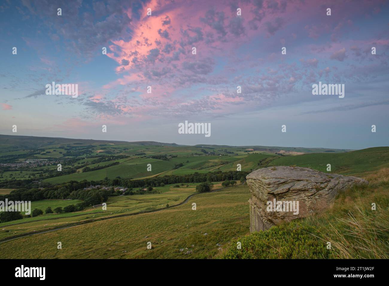 Castle Naze is the site of a prehistoric hillfort on Combs Moss near Chapel-en-le-Frith in Derbyshire. Stock Photo