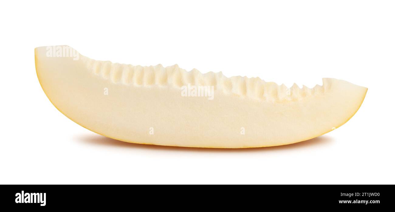 sliced melon path isolated on white Stock Photo