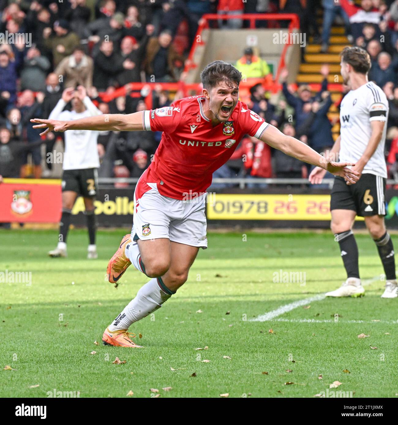 Wrexham, UK. 14th Oct, 2023. Jordan Davies 7 of Wrexham Association