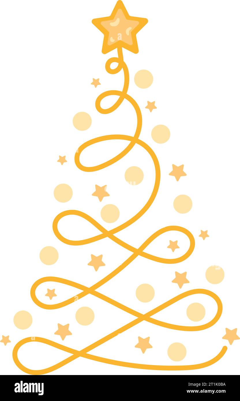 christmas golden tree shiny illustration vector isolated Stock Vector ...