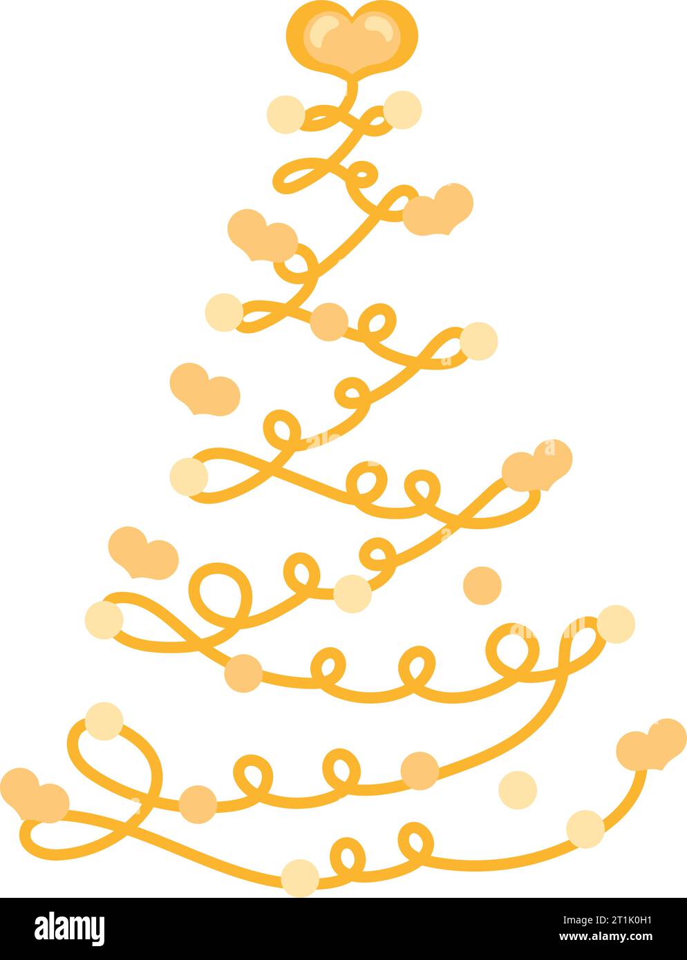 christmas golden tree with heart vector isolated Stock Vector Image ...
