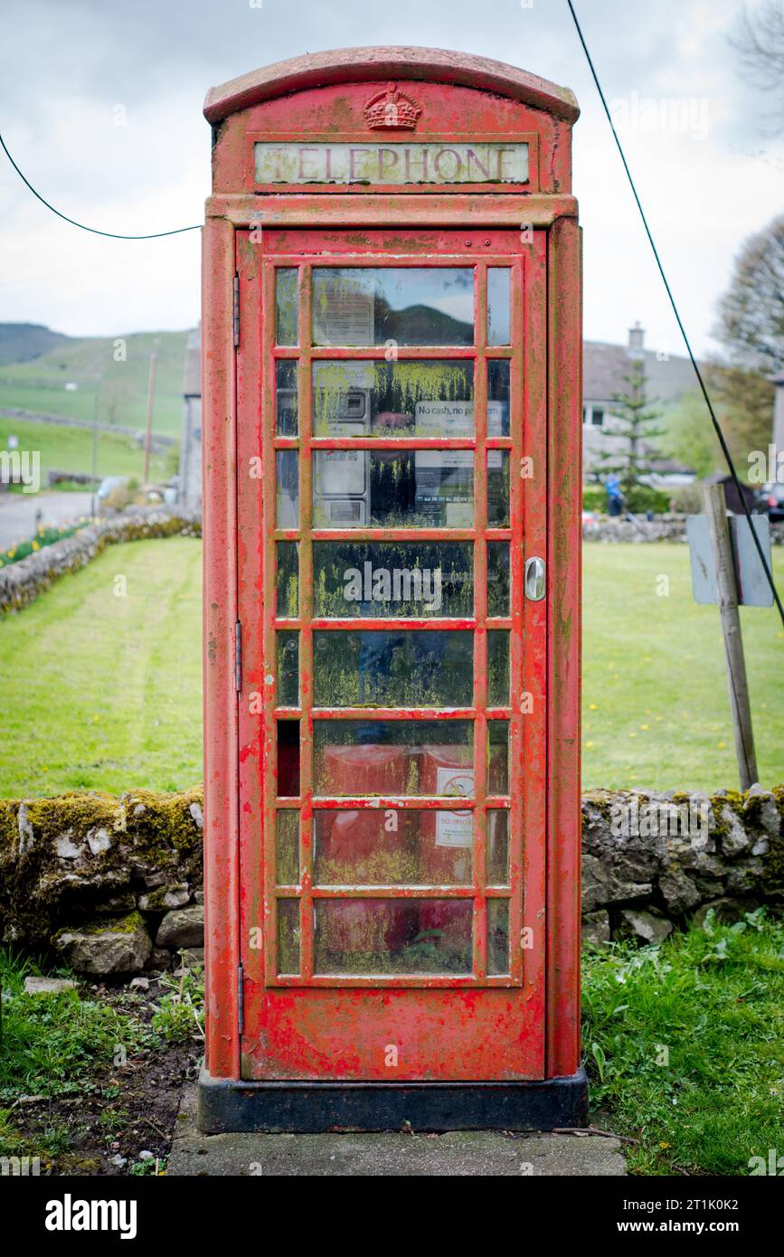 Public call box in the village of Earl Sterndale, Derbyshire. Stock Photo