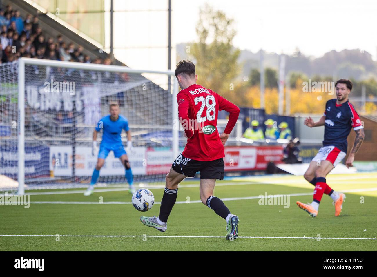 Falkirk, Scotland. 14 October 2023. Lucas McCormick (28 Queen’s Park
