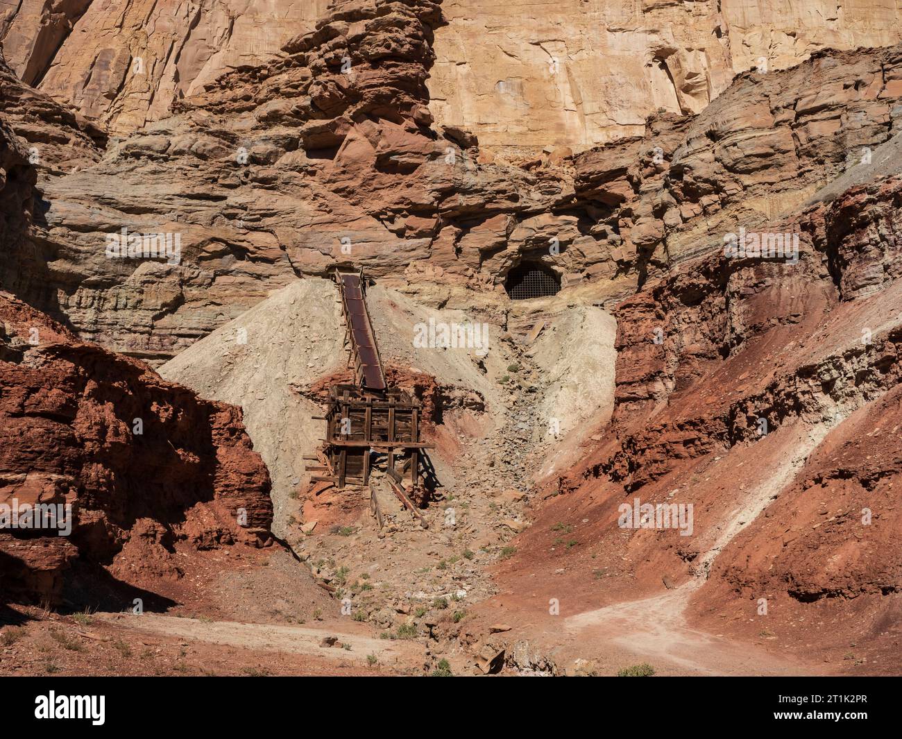 Remains of uranium mine, Tomsich Butte area off Reds Canyon Road. Stock Photo