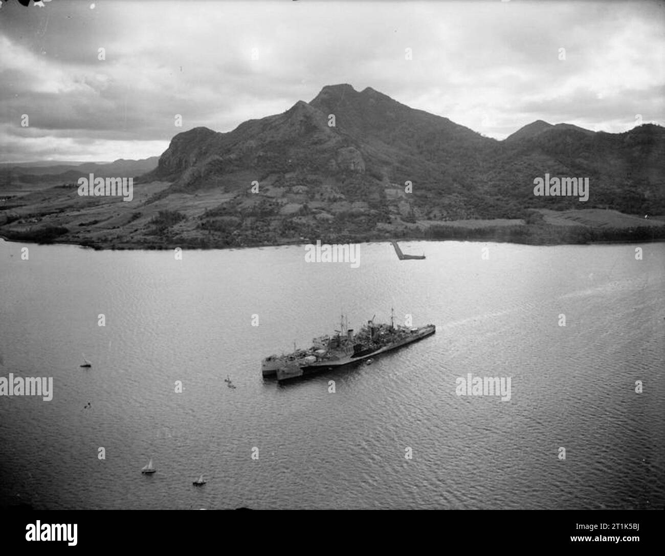 HMS Mauritius, a Fiji Class Cruiser at Sea. August 1942. HMS MAURITIUS