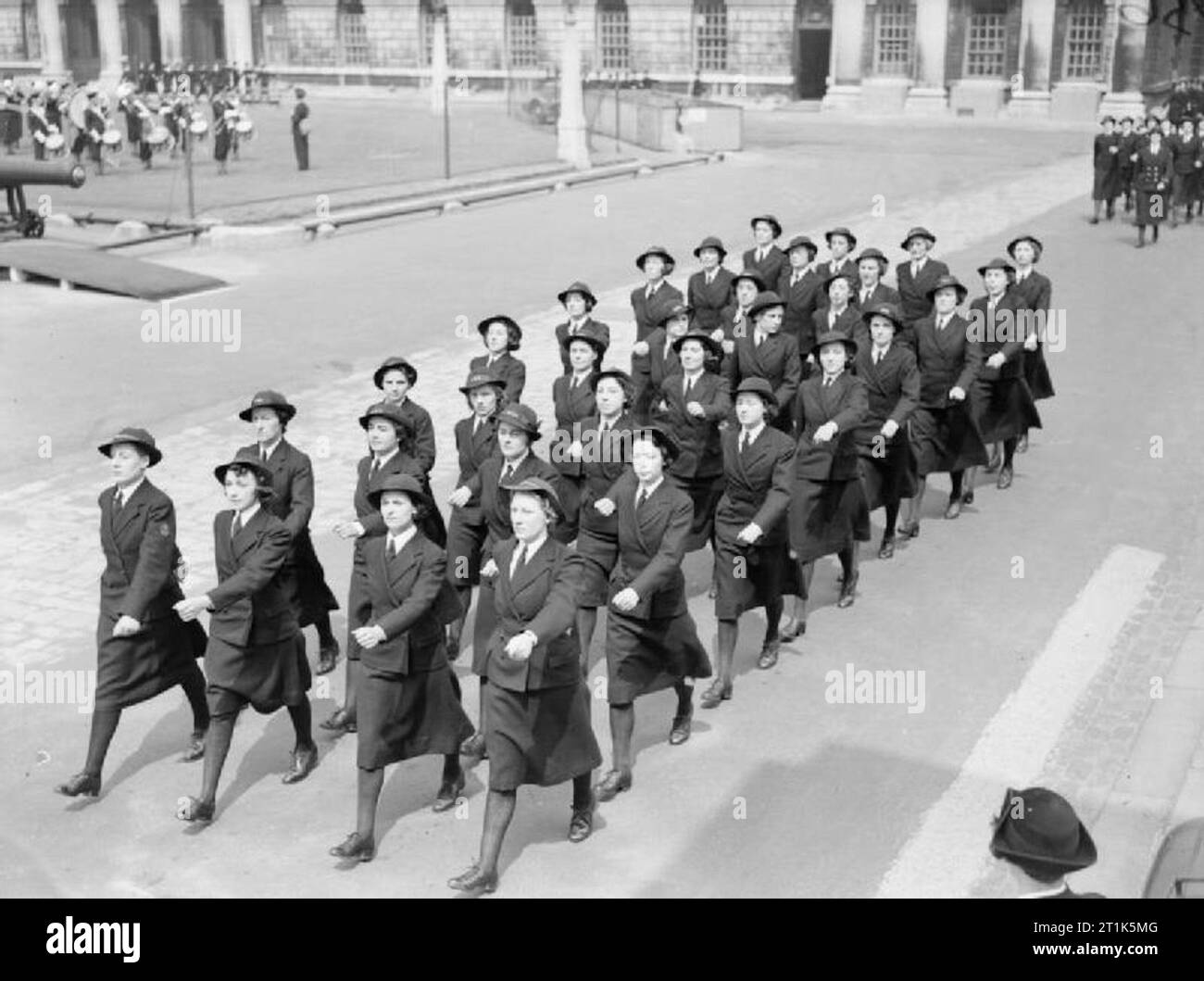 Hrh the Duchess of Kent Visits Greenwich To Inspect Wrens, 1941. The March Past by WRNS. Stock Photo