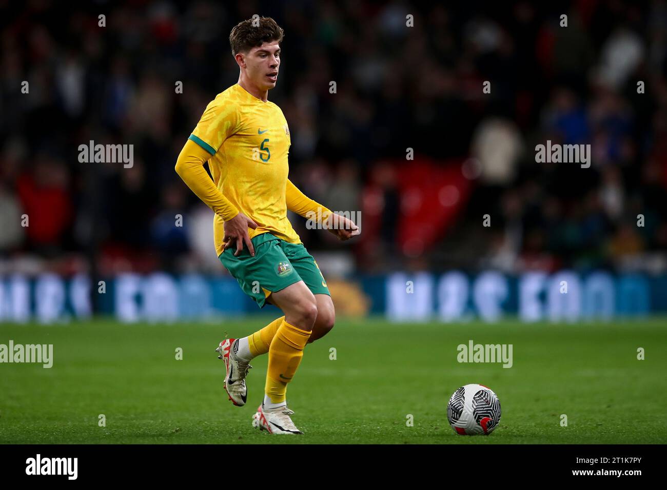 Jordan Bos of Australia on the ball during the International Friendly match between England and Australia at Wembley Stadium, London on Friday 13th October 2023. (Photo: Tom West | MI News) Credit: MI News & Sport /Alamy Live News Stock Photo