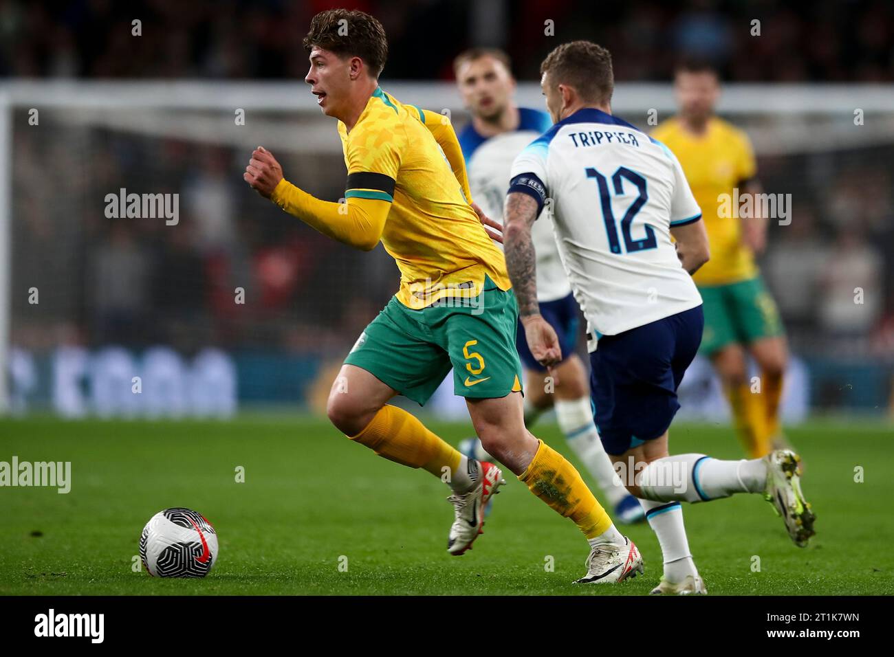 Jordan Bos of Australia on the ball during the International Friendly match between England and Australia at Wembley Stadium, London on Friday 13th October 2023. (Photo: Tom West | MI News) Credit: MI News & Sport /Alamy Live News Stock Photo