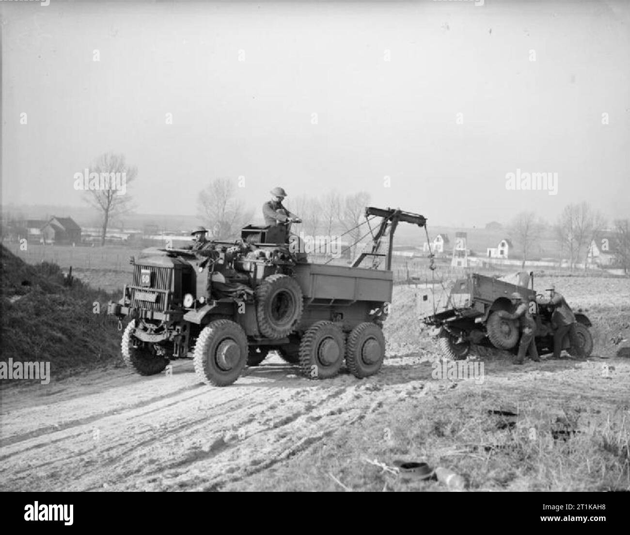 The British Army in France 193940 A Morris 15cwt truck being winched