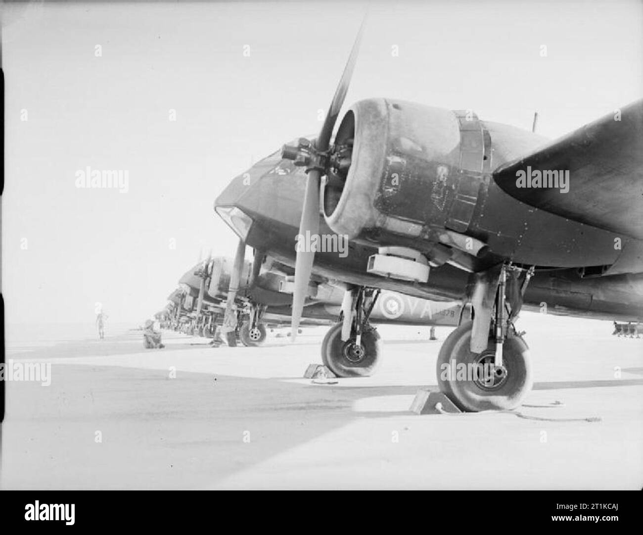Aircraft of the Royal Air Force 1939-1945- Bristol Type 142m Blenheim I Blenheim Mark Is of No. 84 Squadron RAF, lined up at Shaibah, Iraq. Stock Photo